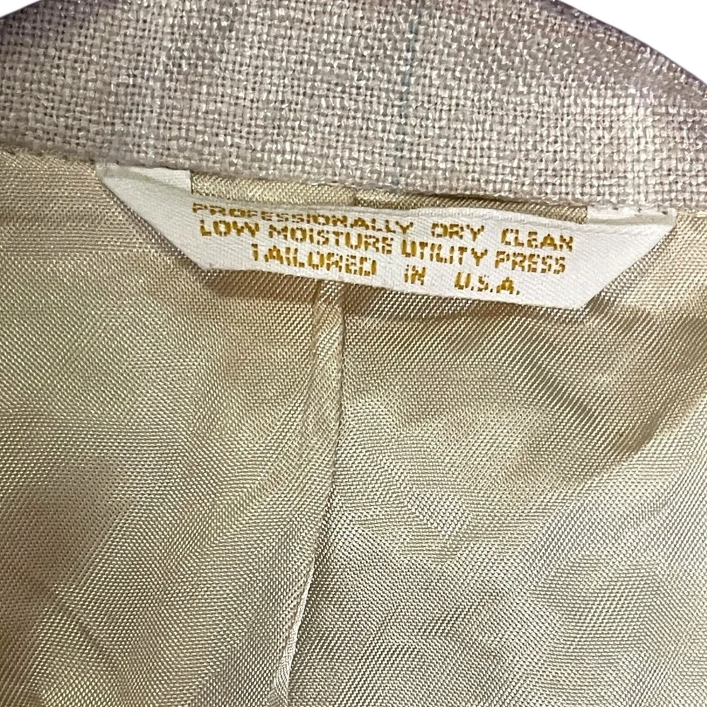 Johnny Carson 42R Beige Blazer Windowpane Plaid Two Button Jacket Grandpa Core